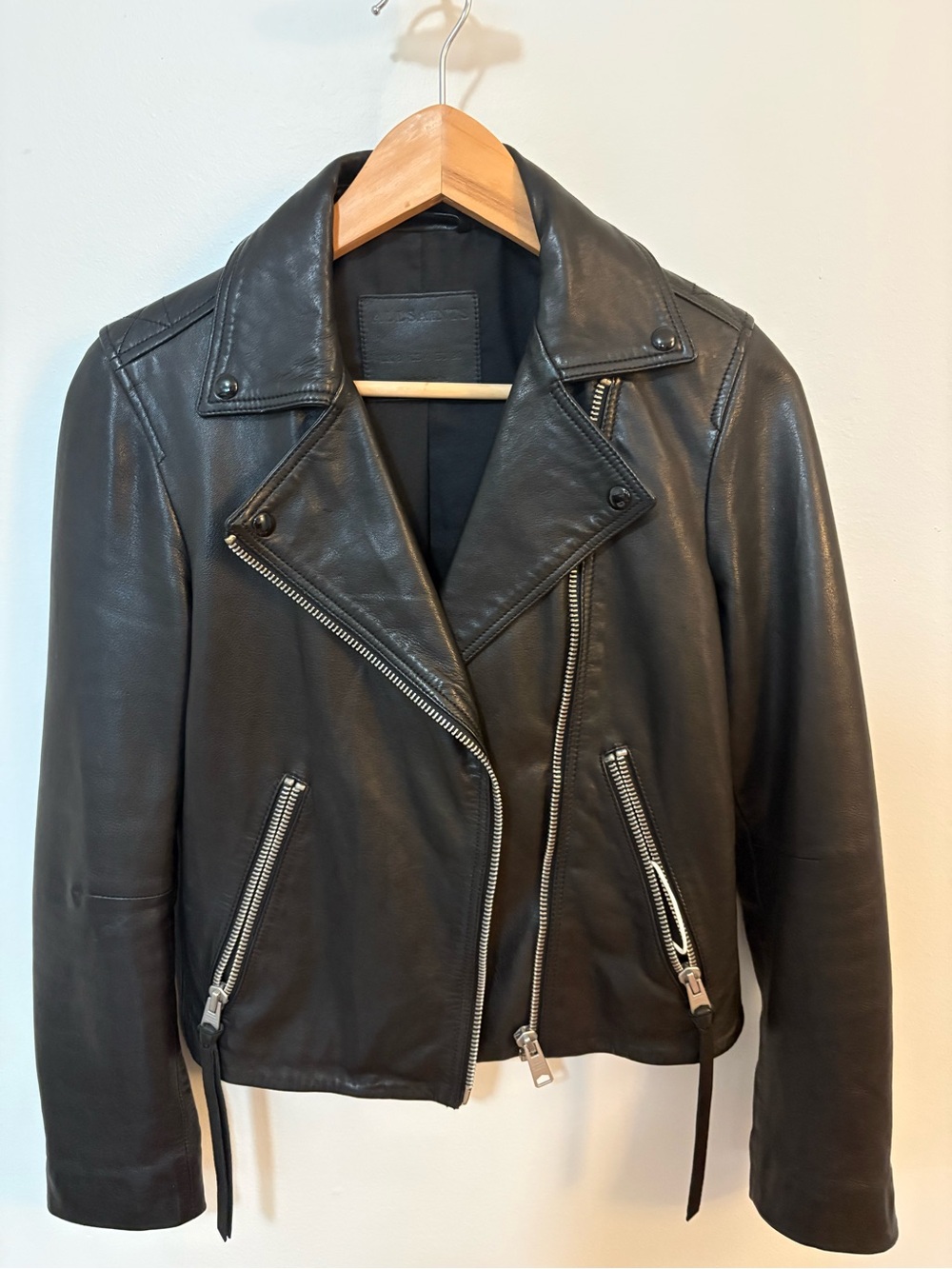 AllSaints Black Leather Dalby Biker Jacket